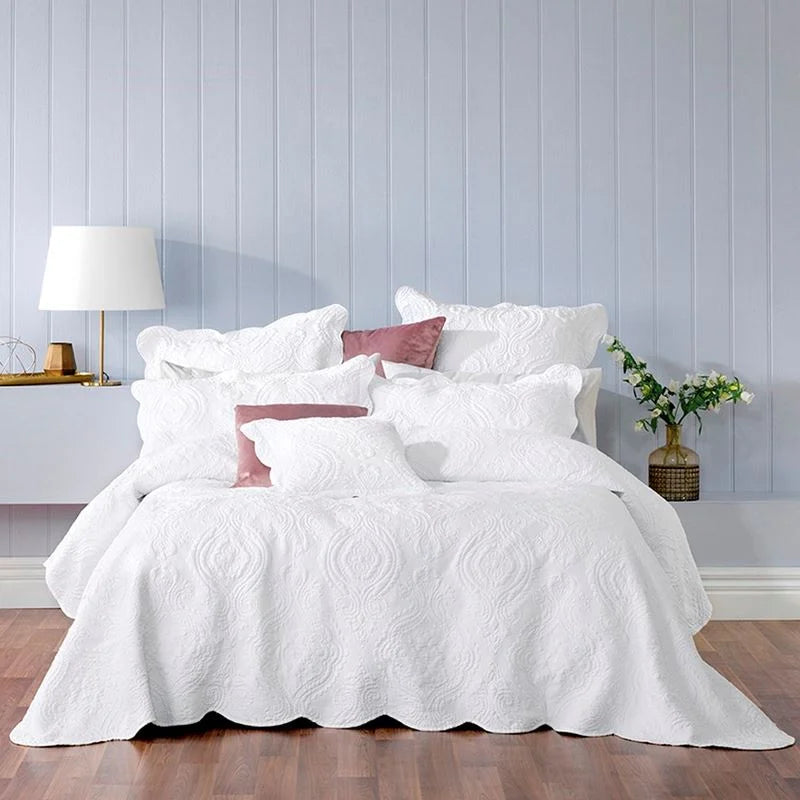 Bring elegance and a touch of class to your boudoir this season with Cordelia. Fresh and crisp in white, this timeless damask design is sure to become a statement piece that will not date.