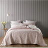 Inspired by a French provincial boudoir. The Provence bedspread features a subtle jacquard floral design in fresh white that contrasts beautifully on a blush background. The pillowcases and cushion are finished with a sophisticated tailored edge.