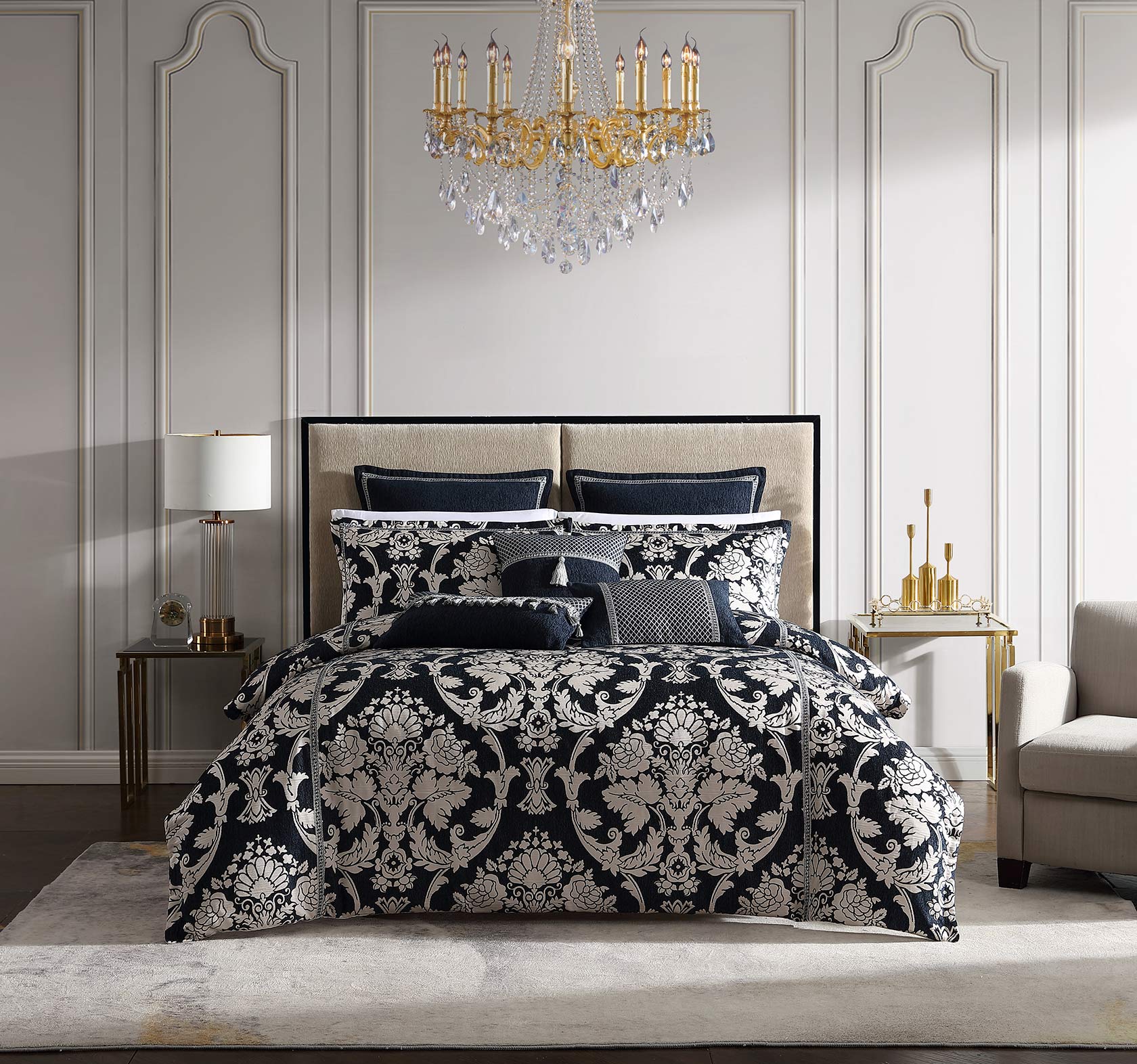 Immerse yourself in the artistic and romantic ambiance of the French Renaissance with Coronet Ink. This exquisite design captures the essence of elegance and sophistication with its formal and symmetrical composition.
