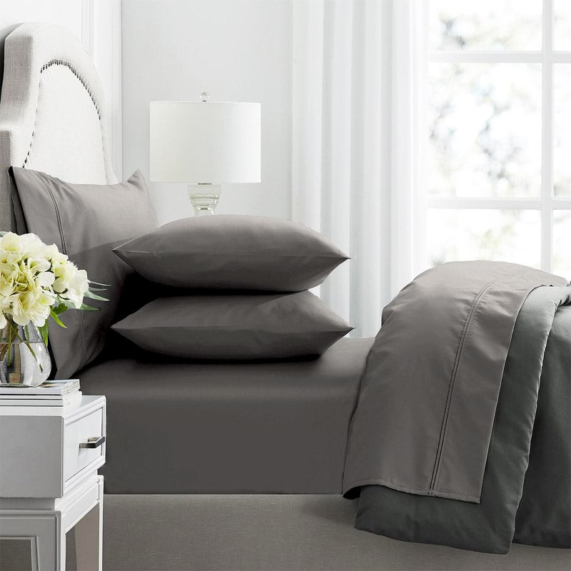 The 1000 thread Egyptian Cotton Sheet Set Pewter will provide the most perfect sleep in a fashionable way. Features superior lustrous touch of the world's finest cotton, while benefiting from the comfort of natural cotton breathability.