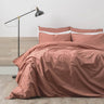 Enhance your bedroom with the casual elegance of the Helena Quilt Cover Set. Crafted from luxurious stone-washed percale, this quilt cover set offers a super soft texture and is perfect for those with allergies, thanks to its natural cotton fibers. The 100% cotton fabric has undergone intensive stonewashing, creating a beautifully worn effect that exudes comfort and invites relaxation.