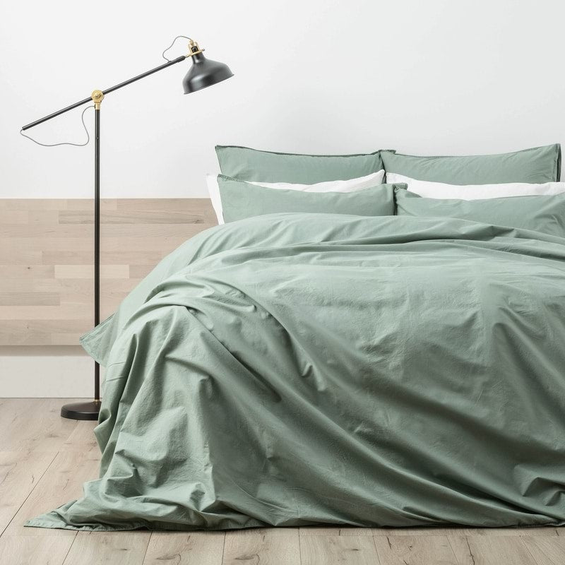Enhance your bedroom with the casual elegance of the Helena Quilt Cover Set. Crafted from luxurious stone-washed percale, this quilt cover set offers a super soft texture and is perfect for those with allergies, thanks to its natural cotton fibers.