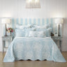 Introducing our exquisite bedspread, infused with the timeless elegance of a French provincial boudoir. Crafted from luxuriously soft textured fabric, this enchanting piece is designed to elevate your bedroom's aesthetic.