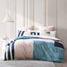 Sotherby Multi is a bold geometric panel. The teal is complimented by a gender neutral pink, with areas of black and gold to balance the design. Angles and stripes collide with an overall texture to add depth to the design.