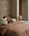 Crafted from the highest quality French Flax Linen, each product from the Ravello range is prewashed and aero finished for a unique and luxuriously soft, relaxed feel, making it a dream to rest and relax in. The Biscuit colourway is a beautiful, earthy clay that offers warmth and is bound to softly brighten your bedroom while bringing a warm, cosy feel.