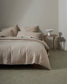 Crafted from the highest quality French Flax Linen, each product from the Ravello range is prewashed and aero finished for a unique and luxuriously soft, relaxed feel, making it a dream to rest and relax in. The Shell colourway is a soft, sandy beige that will add a touch of warmth and sheer colour to a bedroom — perfect for any neutral lover.