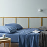 Our sustainable and natural recycled cotton/bamboo sheet sheets are woven in an easy-care percale weave fabric. The natural properties of cotton and bamboo control moisture and regulate body temperature to ensure a beautiful night's sleep. Cuffed and piped these sheets are super soft, smooth and durable. The fitted sheet has a wall depth of 40cm which will fit most mattresses.