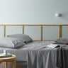 Our sustainable and natural recycled cotton/bamboo sheet sheets are woven in an easy-care percale weave fabric. The natural properties of cotton and bamboo control moisture and regulate body temperature to ensure a beautiful night's sleep. Cuffed and piped these sheets are super soft, smooth and durable. The fitted sheet has a wall depth of 40cm which will fit most mattresses.