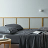 Our sustainable and natural recycled cotton/bamboo sheet sheets are woven in an easy-care percale weave fabric. The natural properties of cotton and bamboo control moisture and regulate body temperature to ensure a beautiful night's sleep. Cuffed and piped these sheets are super soft, smooth and durable. The fitted sheet has a wall depth of 40cm which will fit most mattresses.