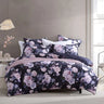 Experience the captivating beauty of the Macy Quilt Cover Set Range Violet by Logan and Mason Platinum, showcasing winter bouquets of stunning blooms printed on luxuriously soft velvet.
