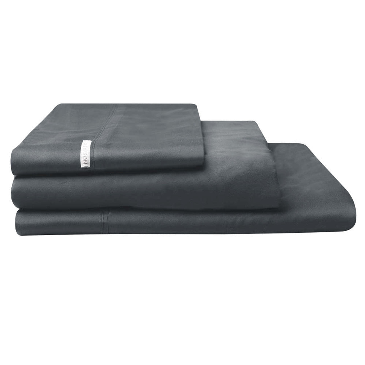 The Logan and Mason 300TC Cotton Percale Charcoal Bed Sheet Set is made from cotton, known for its natural breathability