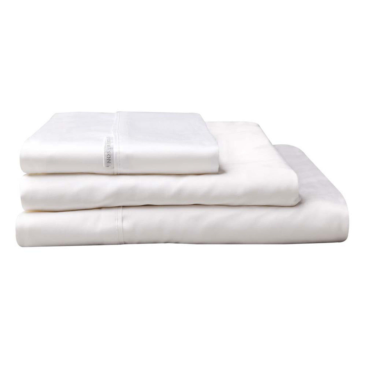 The Logan and Mason 300TC Cotton Percale White Bed Sheet Set is made from cotton, known for its natural breathability.
