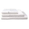 The Logan and Mason 300TC Cotton Percale White Bed Sheet Set is made from cotton, known for its natural breathability.