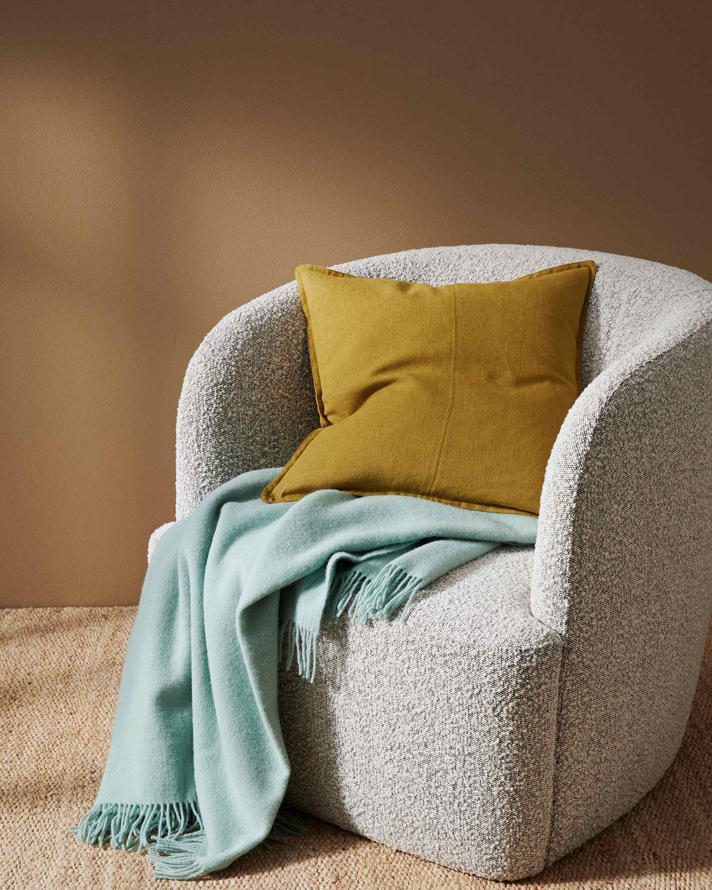 Made from 100% New Zealand lambswool, Nevis throw blankets in Mineral are simply luxurious. All of our throws make the perfect companion over cooler days and nights, and can also be enjoyed outdoors