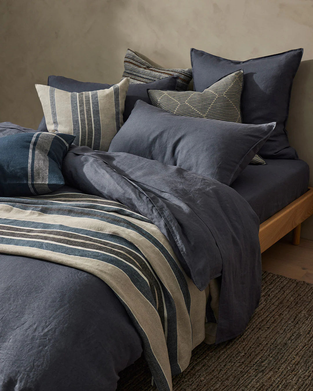 Crafted from the highest quality French Flax Linen, each product from the Ravello range is prewashed and aero finished for a unique and luxuriously soft, relaxed feel, making it a dream to rest and relax in.  The Denim colourway is a soft denim blue that will bring a sense of calm to your bedroom and sit beautifully in any cool, neutral or coastal setting.