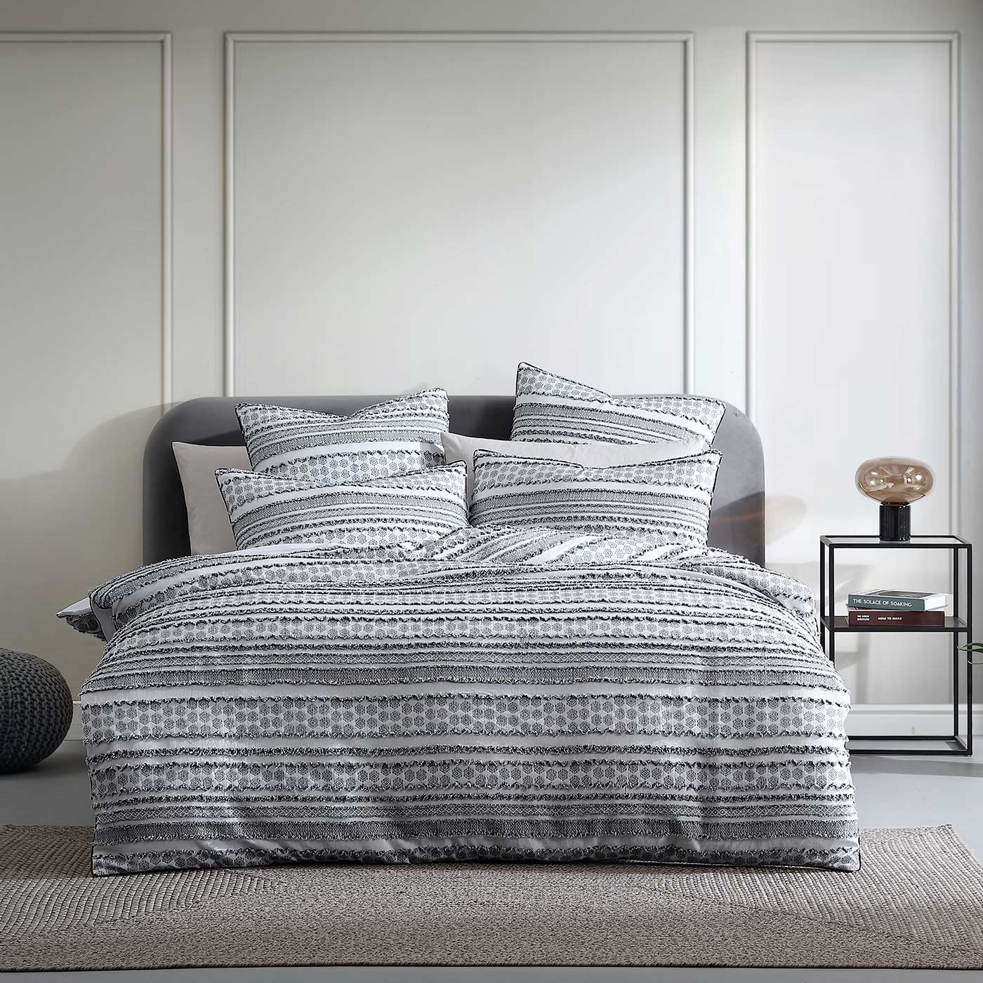 Zanda Smoke is an attention grabbing, high energy design for the modern bedroom.