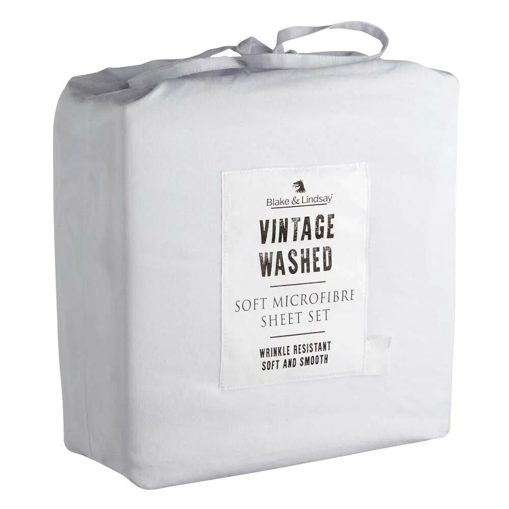 Experience the unparalleled comfort of Blake & Lindsay Vintage Washed Microfibre White bed sheet set. These sheets are luxuriously soft, impeccably smooth, and remarkably wrinkle resistant, making them a perfect choice for effortless daily maintenance.