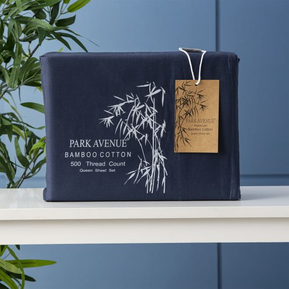 Park Avenue 500 Thread count Natural Bamboo Cotton Sheet sets. These Bamboo cotton blend sheet set has been made with the finest 50 % bamboo and 50 % cotton fibres, the naturally silky smooth and unique sheen of the bamboo protects your skin against any irritation.